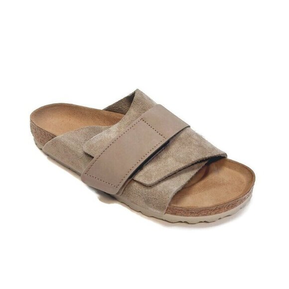 Birkenstock Kyoto Nubuck Suede Leather Sandals Womens 10 Mens 8 Taupe Regular - Picture 1 of 9